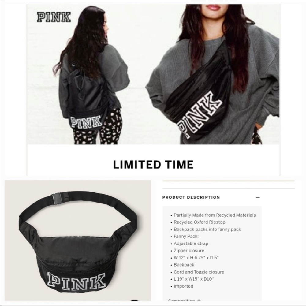 PINK Brand Backpack/ Waist Bag